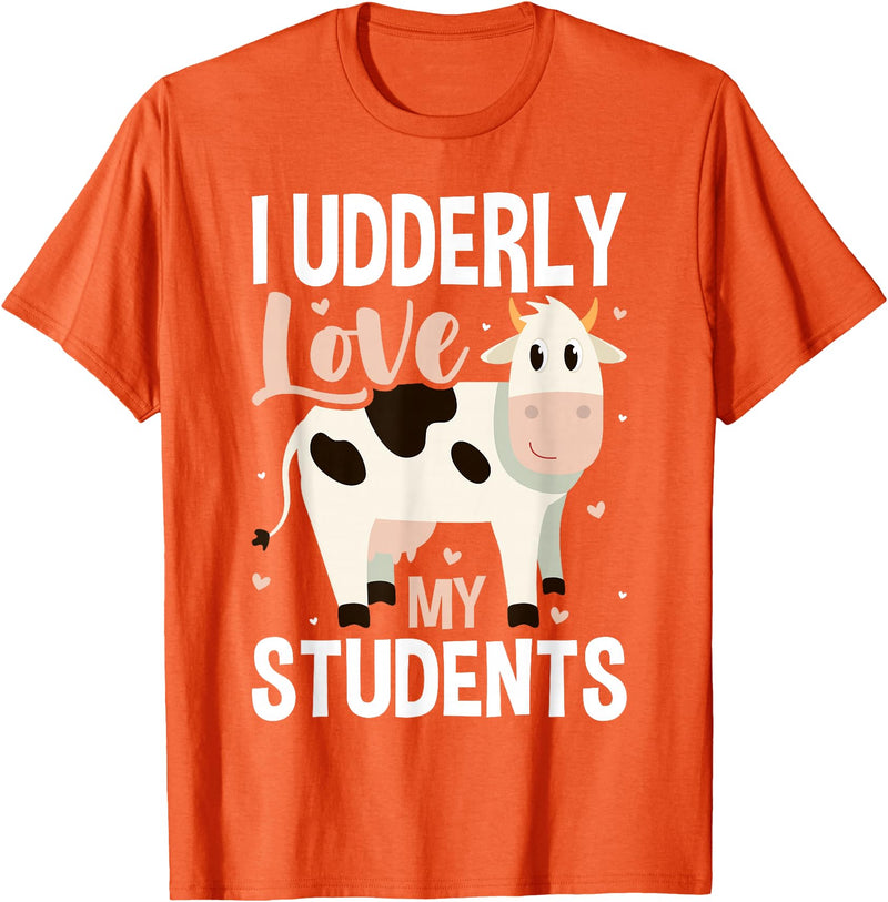 Cow Lover Gift Co. Cow Teacher Lover T-Shirt - Orange