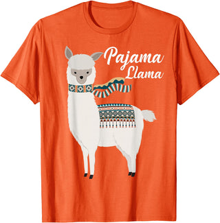 Llama Pajamas GA Cute Pajama Llama Bed Time T-Shirt Llama Pajama T-Shirt - Orange