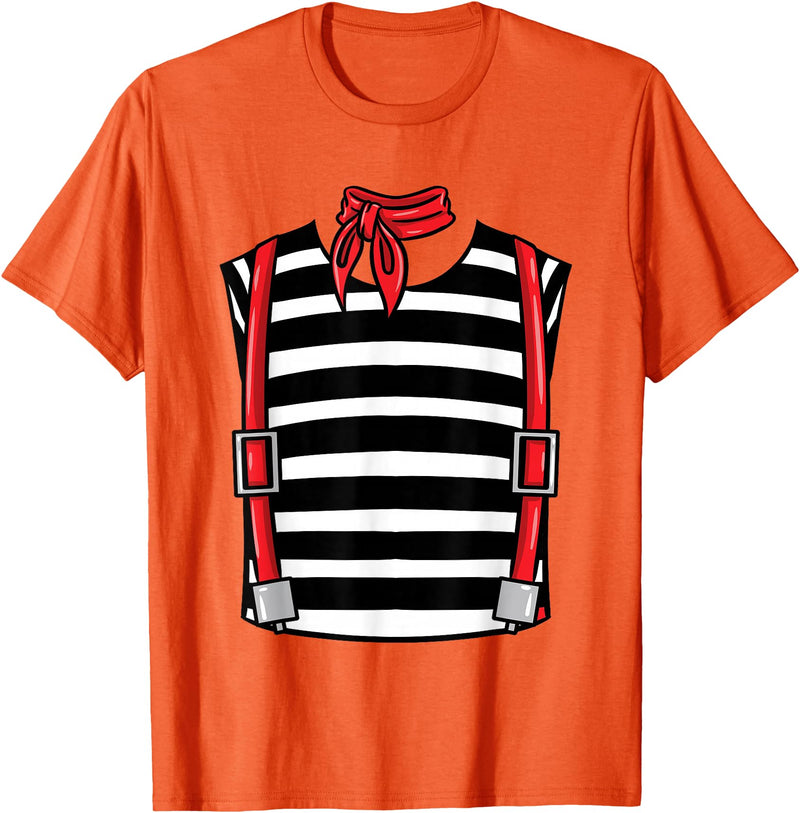Hiking Lover Design French Mime Costume Halloween T-Shirt - Orange