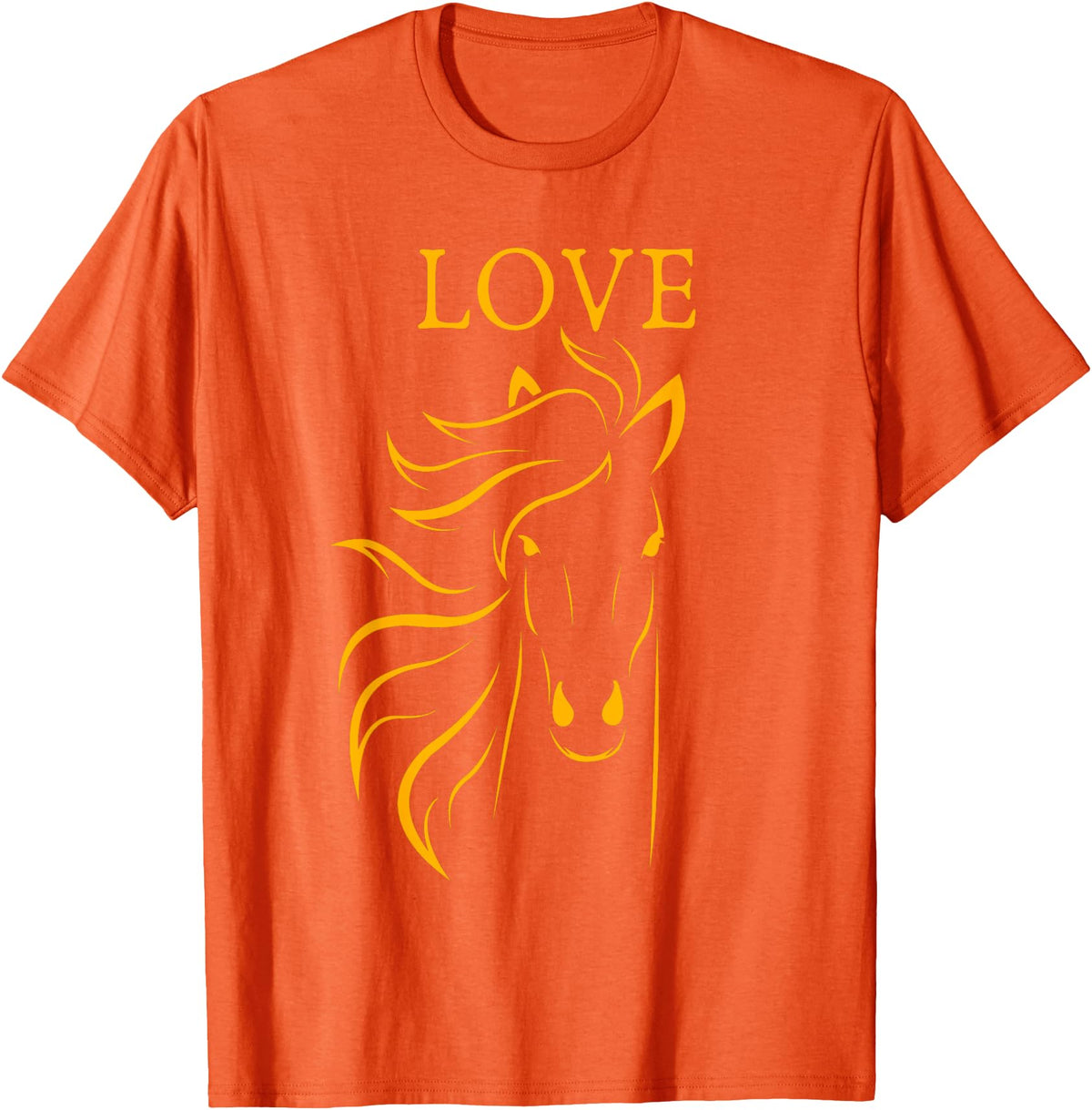 I Love Horses Shirts and Gifts Women and Girls Stylish Love Horse Head T-Shirt - Orange