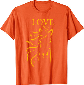 I Love Horses Shirts and Gifts Women and Girls Stylish Love Horse Head T-Shirt - Orange