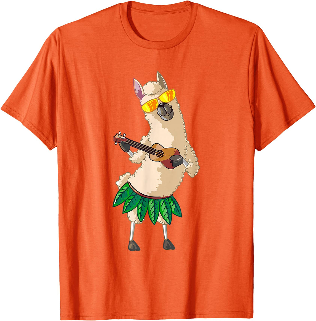 Llama Ukulele Luau TShirt Cute Gifts Llama Ukulele Luau Cute Funny Cool Hawaii Alpaca Gift T-Shirt - Orange