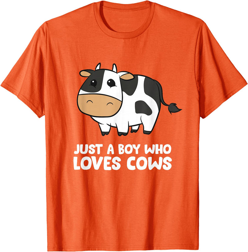 Funny Cow Lover Gifts Just a Boy Who Loves Cows T-Shirt - Orange
