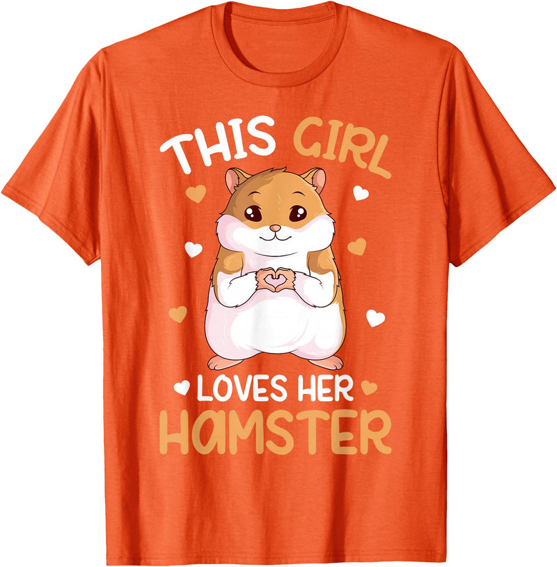 This Girl Loves Her Hamster Hammy Girls Hamster Lover T-Shirt - Orange
