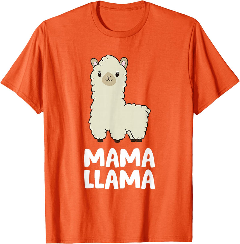 Llama Mama And Llama Papa Gifts Women Llama Mom Mama Llama T-Shirt - Orange