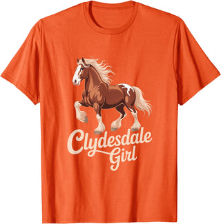 Clydesdale Horse Lovers Club Clydesdale Girl Vintage Horse Equestrian T-Shirt - Orange