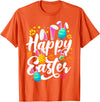 Funny Happy Easter Eggs with Easter Bunny Rabbit Ears T-Shirt in Orange