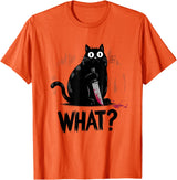 Cat Owners Black Cat What? Black Cat Murderous Cat With Knife Black Cat T-Shirt