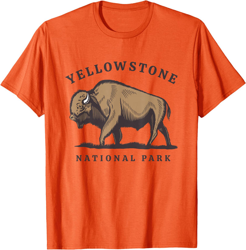 Yellowstone National Park Bison Clothing Co Yellowstone National Park Wyoming Buffalo Bison T-Shirt - Orange