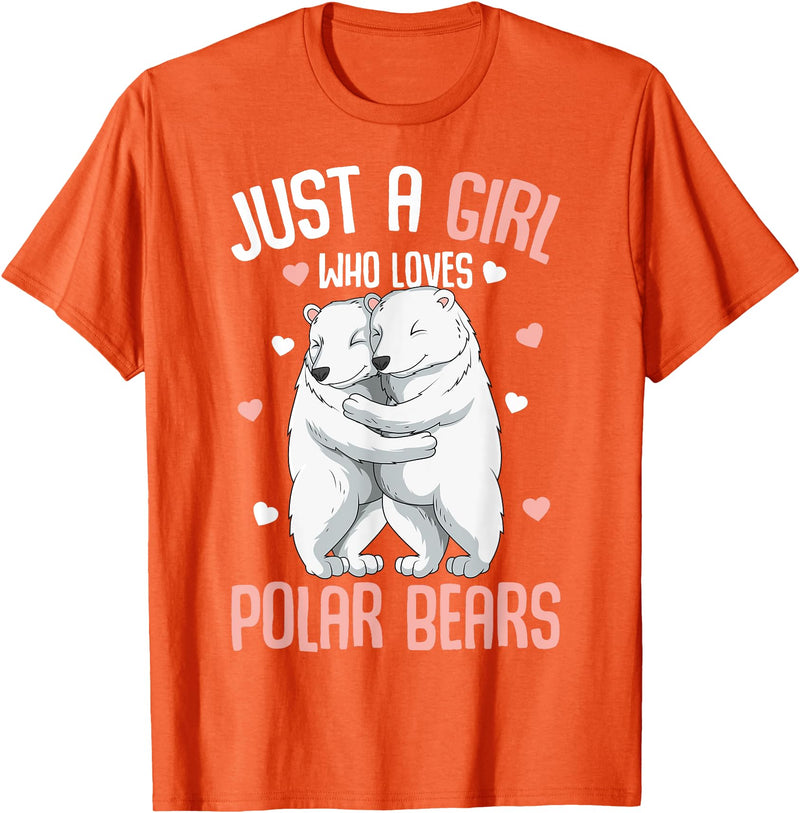 Funny Polar Bear Lover Apparel & Gift Ideas Just A Girl Who Loves Polar Bears Kids Girls T-Shirt - Orange