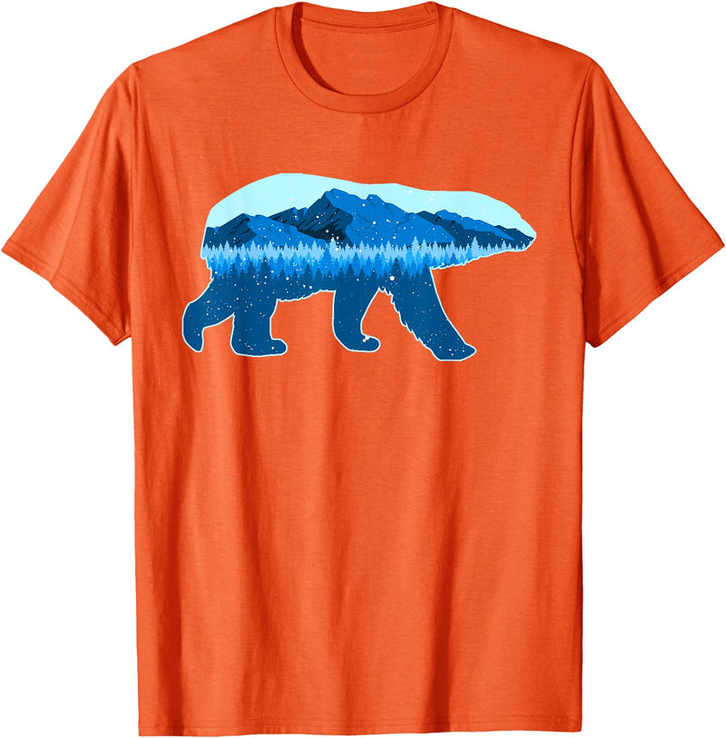 Save the Polar Bear Lovers Designs Polar Bear Print Landscape - Save the Polar Bear T-Shirt - Orange