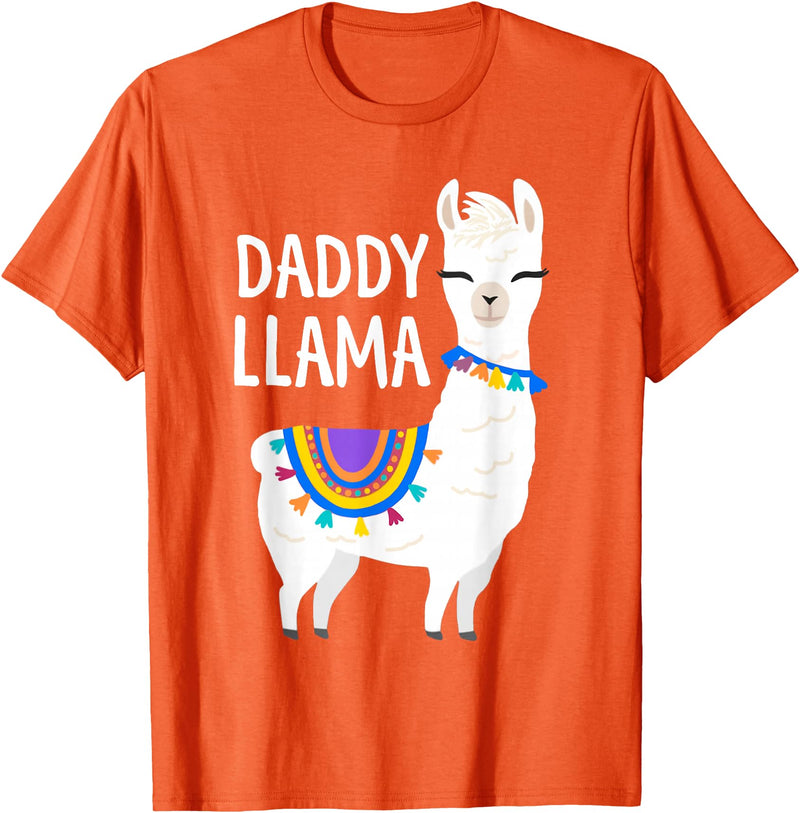 Birthday Llama Shirts Gift Daddy Llama Funny Father's Day Shirt Men, Dad, Dad Birthday T-Shirt - Orange