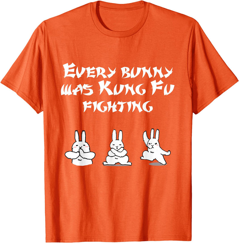 Funny Easter Every Bunny Was Kung Fu Fighting Karate T-Shirt in Orange
