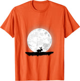 Rabbit in Moon and Moonlight T-Shirt in Orange
