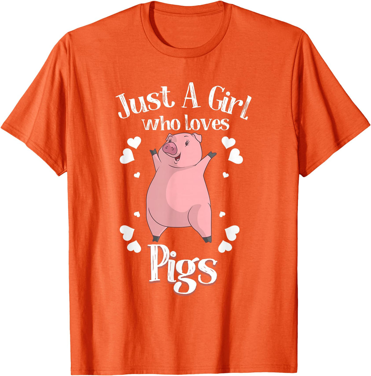 Cool Animal Farmers Year Of Pig Women Girl Designs Funny Just A Girl Who Loves Pigs Gift | Cute Mini Piggy Kids T-Shirt - Orange