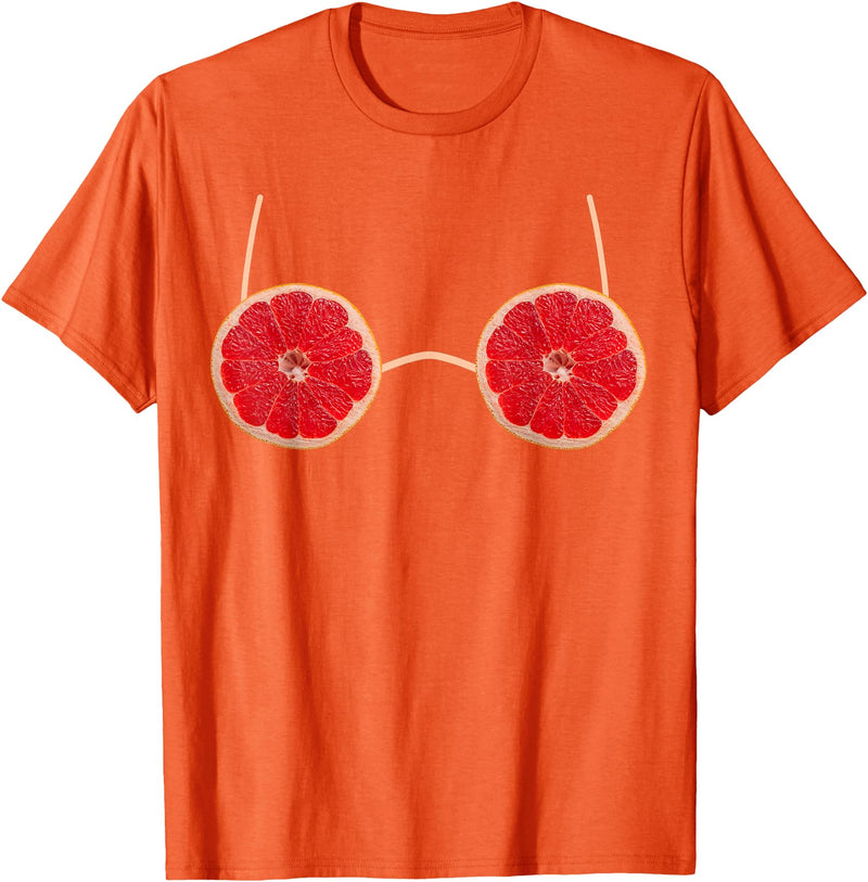 SH Halloween Lazy Costumes Grapefruit Bra Costume Women Cute Fruit Halloween Costume T-Shirt - Orange