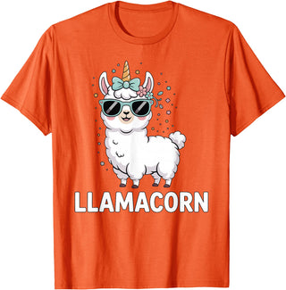 Funny Llamacorn Lover Llama Design Llamacorn Funny Llama Unicorn For Girls Kids Lover Llamacorn T-Shirt - Orange