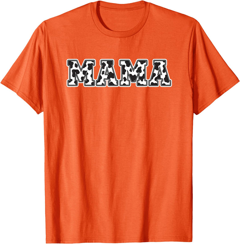 Mama Cow Farm Mom Mama Cow Family Barnyard Mom Mama Cow Mom Farm Animal Mama Kids Mother's Day Family T-Shirt - Orange