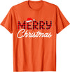 Merry Christmas Buffalo t -shir t Merry Christmas Buffalo Plaid Red Santa Hat Xmas Pajamas T-Shirt - Orange