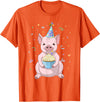 Funny Party Animals Cute Pink Pig Party Hat 50th Birthday Cupcake Gift T-Shirt - Orange