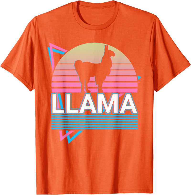Llama Gifts Llama Alpaca Retro T-Shirt - Orange