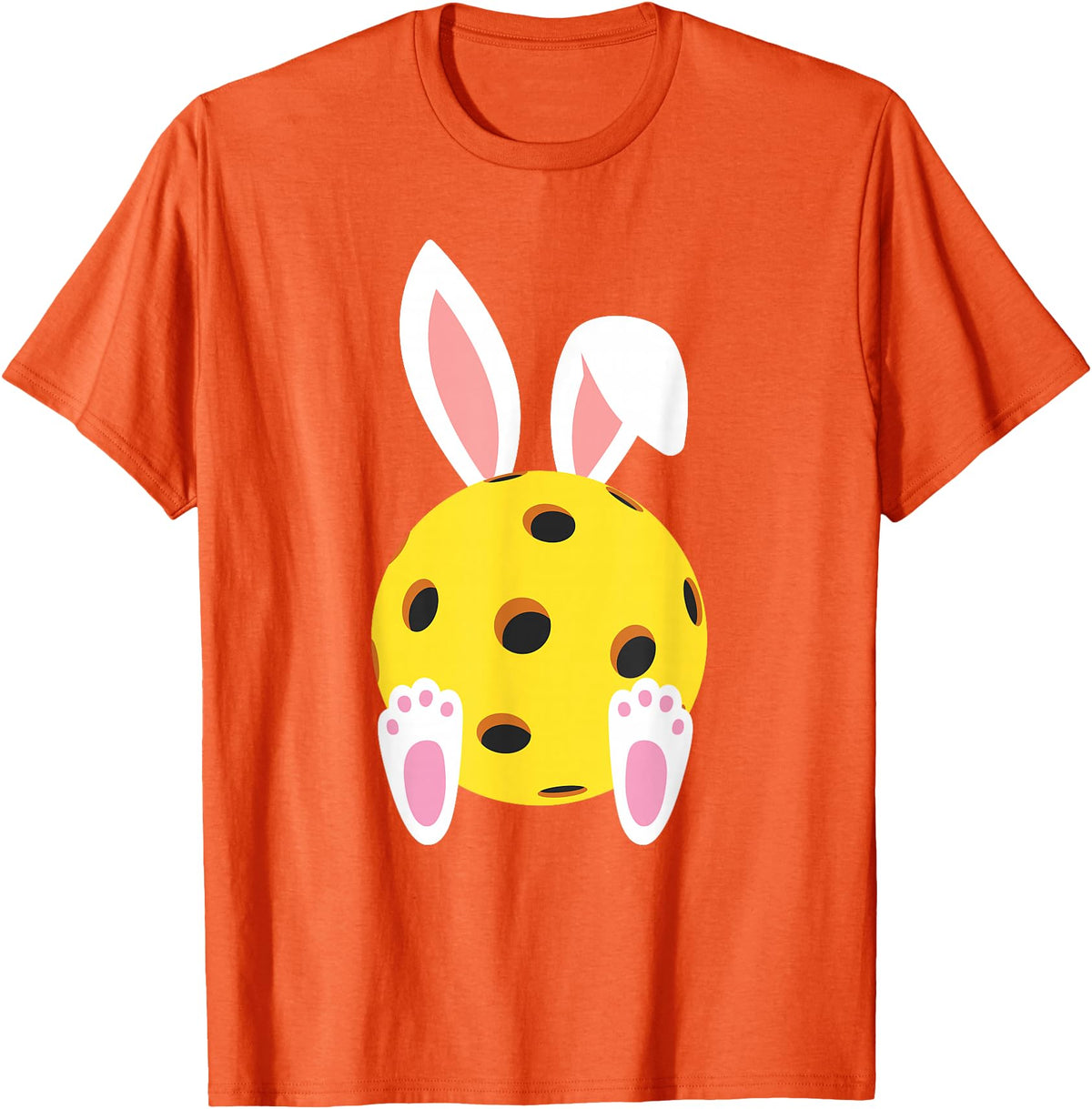 Cute Rabbit Lover Bunny Graphic T-Shirt (Black) in Orange
