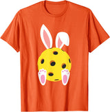 Cute Rabbit Lover Bunny Graphic T-Shirt (Black) in Orange