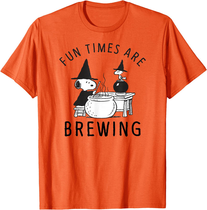 Peanuts Halloween Fun Times are Brewing T-Shirt - Orange