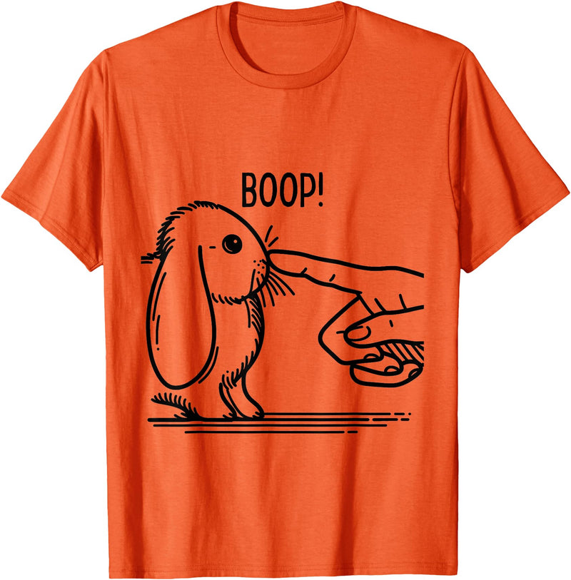 Cute Rabbit Lover Bunny Graphic T-Shirt (Baby Blue) in Orange