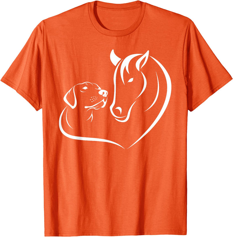 Horse and Dog Women and Men Horse Dog Lover Shirts Horse and Dog Women and Men Motif Horse Dog Lover T-Shirt T-Shirt - Orange