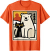 Utschki Bratschki Black Cat and Polar Bear Winter Animal Cute Snow Art T-Shirt - Orange