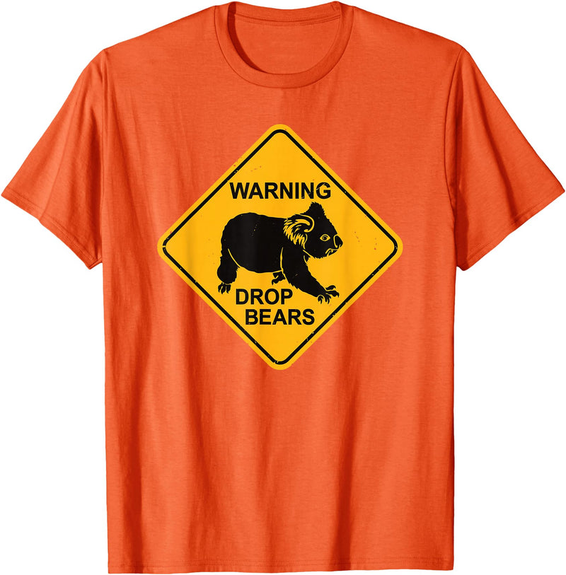 Australia Retro Koala Co. Koala Bear Warning Sign - Drop Bears Funny Koalas Australia T-Shirt - Orange