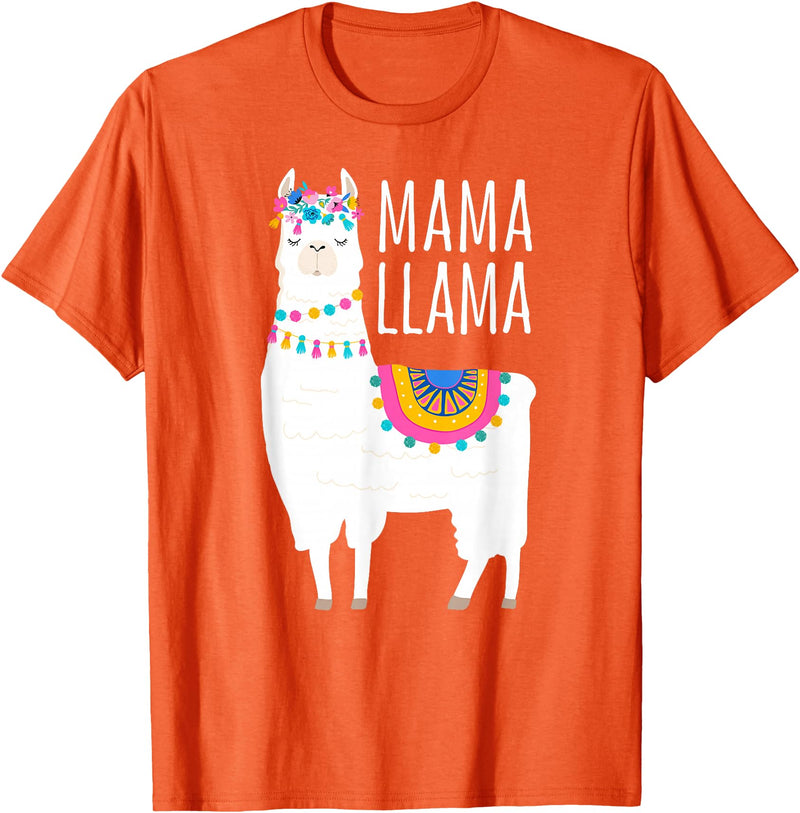 Mama Llama Lover Gifts by Memme Mama Llama Shirt for Women T-Shirt - Orange