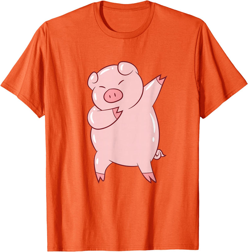 Cute Pig Tees Dabbing Pig Cute Pigs Dab Farmer Funny Pig T-Shirt - Orange