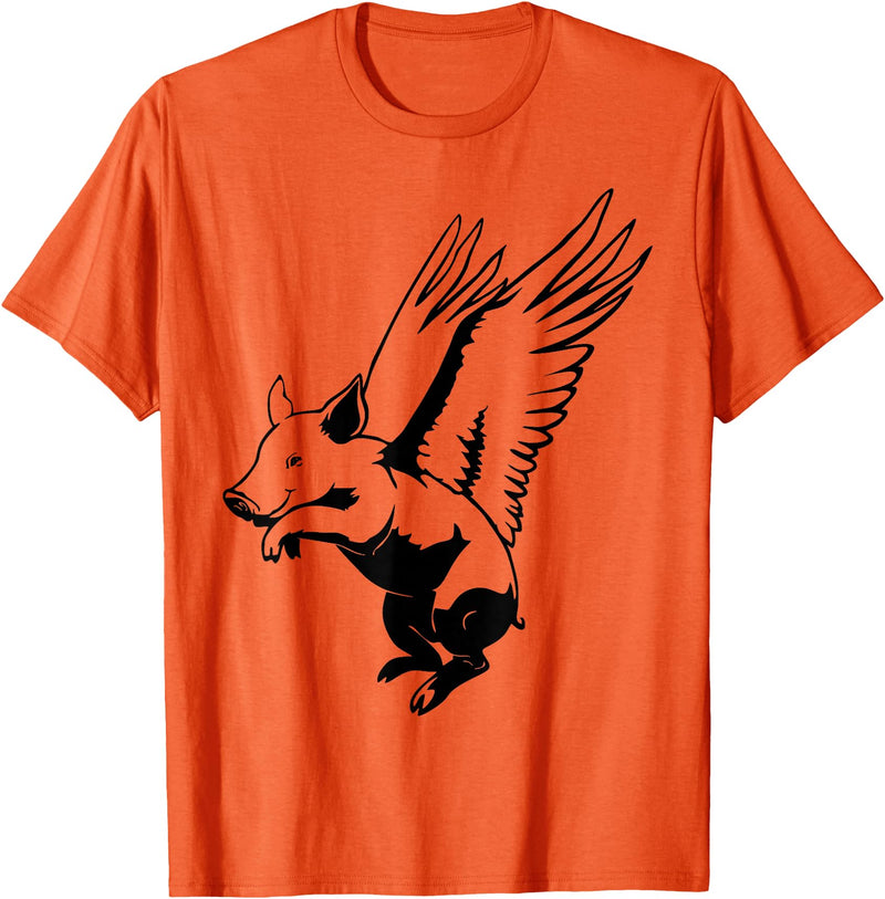 Flying Pig Funny Animals Flying Pig with Wings Fly Pig Lovers T-Shirt - Orange
