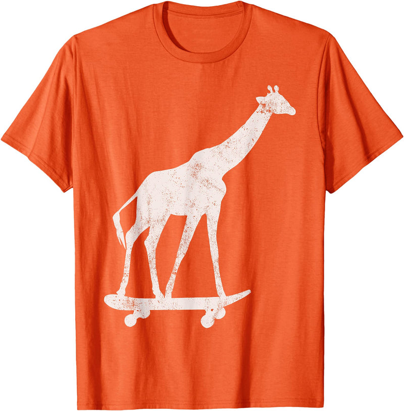 Giraffe Skateboarding Skateboarder Gifts Giraffe Skateboarding Skateboarder T-Shirt - Orange