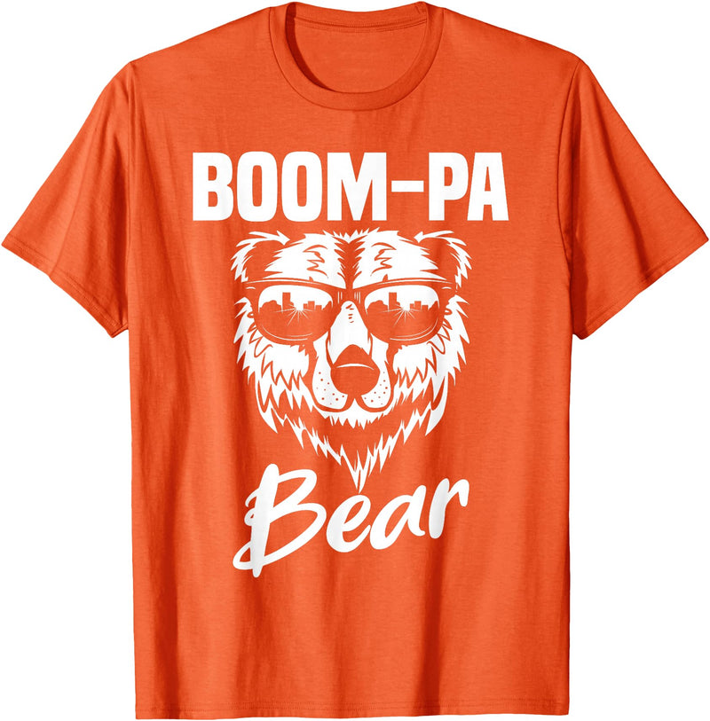 Boom-Pa Bear Funny Gifts Apparel Boom-Pa Bear Wearing Cool Sunglasses Fathers Day Gift T-Shirt - Orange