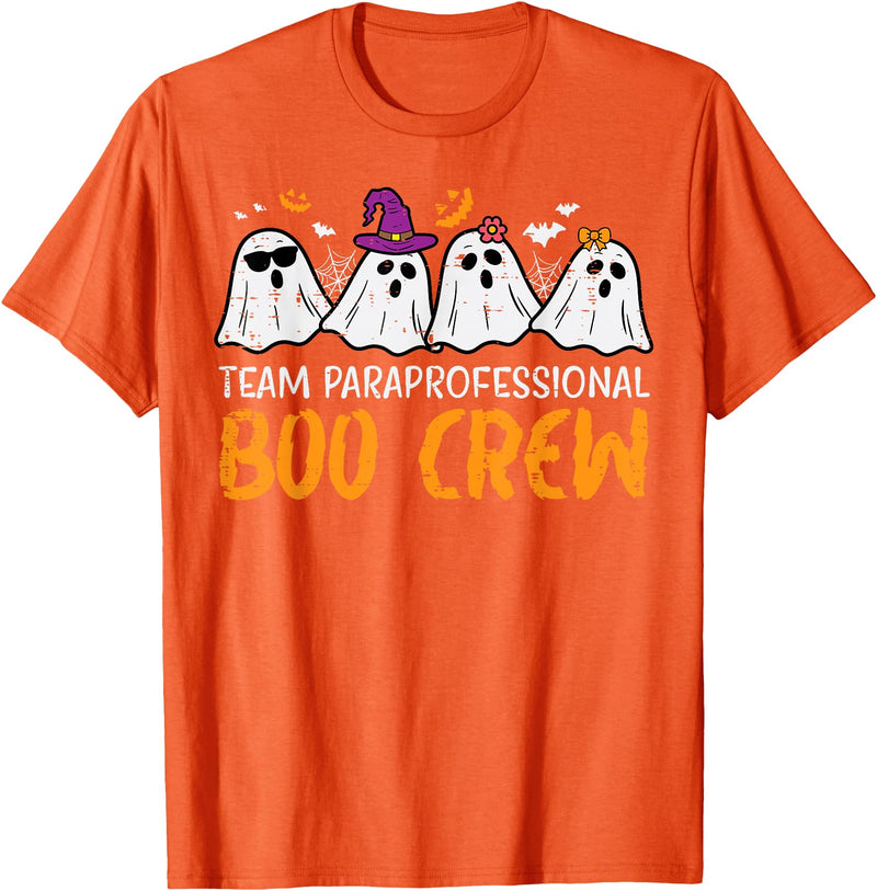 Halloween Shirts For Women Men Kids Boys Girls Halloween Team Paraprofessional Boo Crew para Costume Women T-Shirt - Orange
