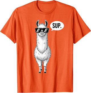 Funny Llama lover Co Alpaca Llama with Sunglasses Sup T-Shirt - Orange