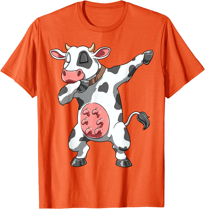 DabbingTastic Dabbing Cow Dab Cow Dancing Cow Farm Birthday Party T-Shirt - Orange
