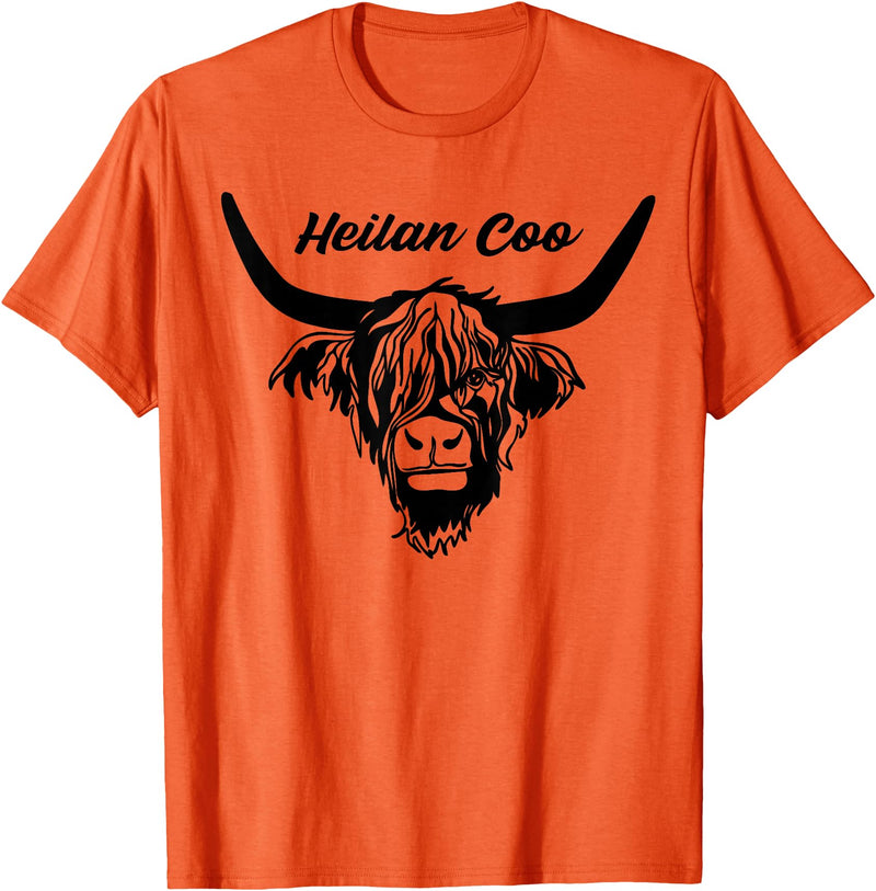 Scottish Highland Scotland gift gifts Scottish highland cattle cow Heilan Coo T-Shirt - Orange