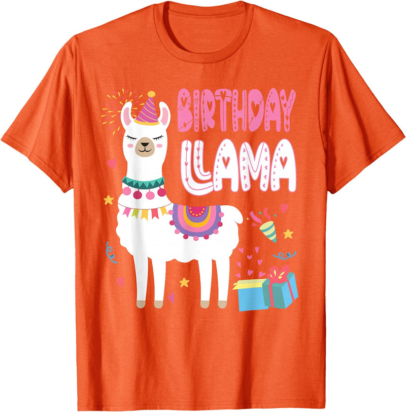 Family Matching Llama Birthday Party Supplies Birthday Llama Girl Birthday Party Llama Birthday Theme T-Shirt - Orange