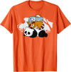 Panda Raccoon Rabbit Hamster Pyramid Cute Sleeping Animals T-Shirt in Orange