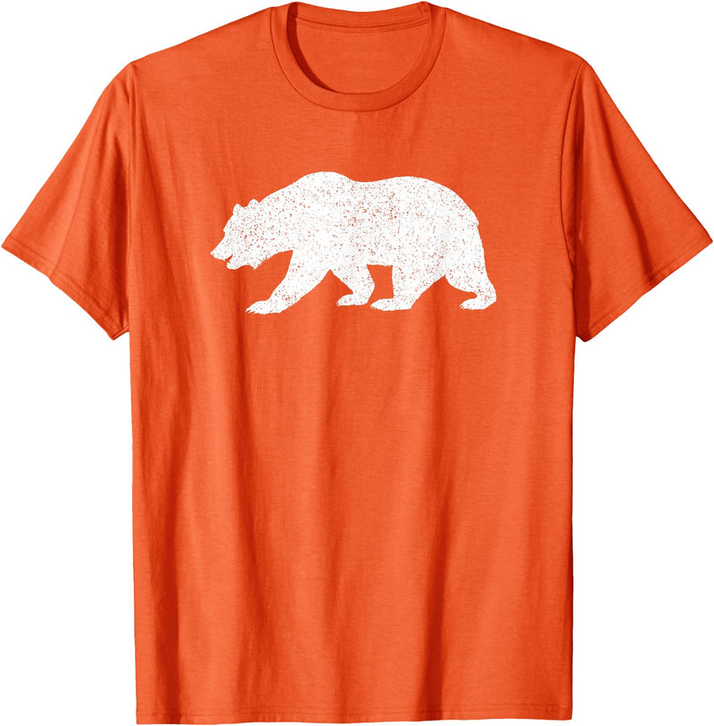 CALIFORNIA REPUBLIC GRIZZLY BEAR APPAREL California Grizzly Bear State Flag CALI Republic Silhouette T-Shirt - Orange