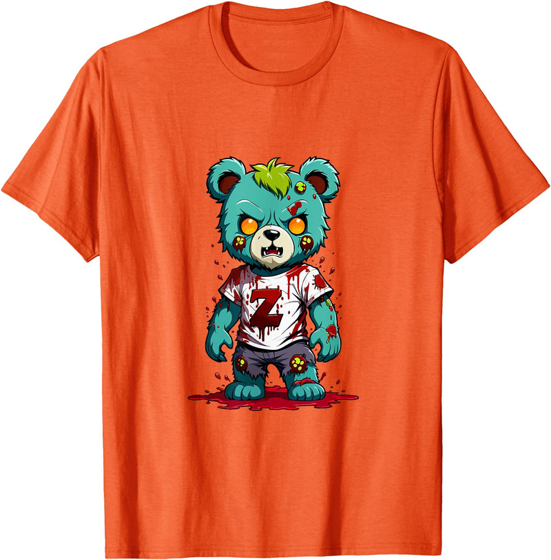 The Big Teddy Bear Crew Teddy Bear Scary Zombie Halloween Costume T-Shirt - Orange