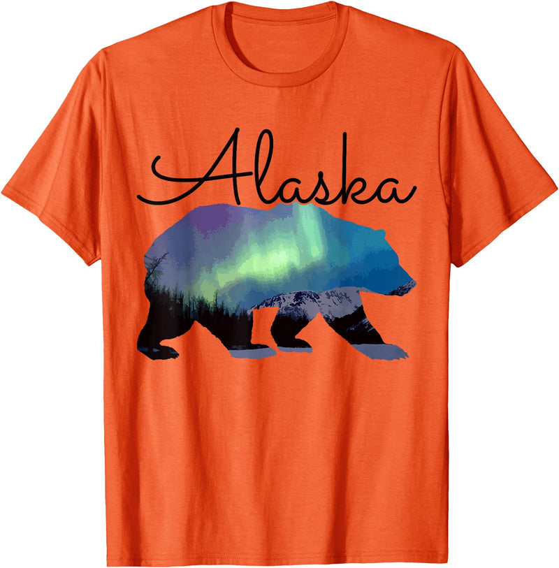 We Love Alaska Alaska Grizzly Bear USA Souvenir T-Shirt - Orange