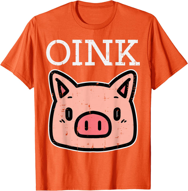 Pig Lover Shirts For Men Women Kids Oink Pig Face Cute Hog Head Girls Boys Kids Toddler Women T-Shirt - Orange