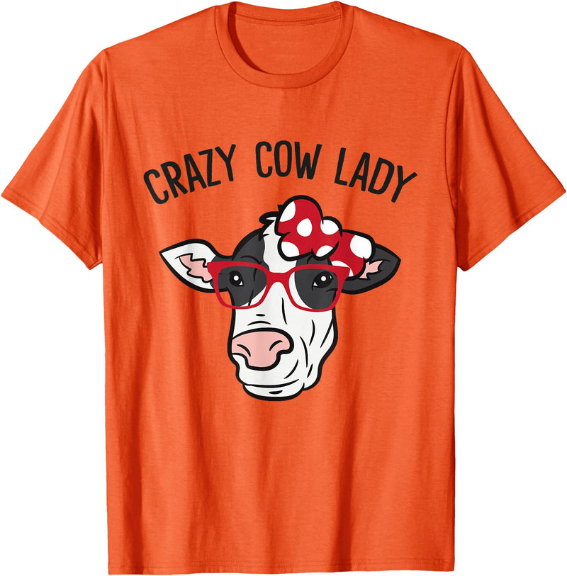 Funny Cow Lover Gifts Crazy Cow Lady T-Shirt - Orange