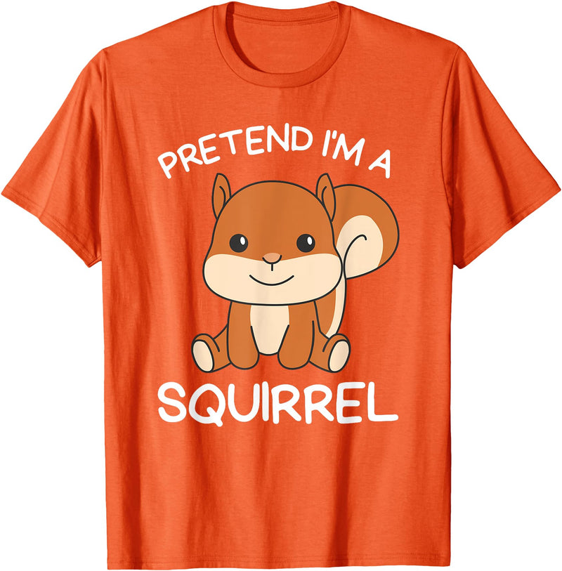 Last Minute Halloween Squirrel Tee Pretend I'm A Squirrel Halloween Costume T-Shirt - Orange