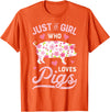 Piggy Squad Co Pig Just a Girl Who Loves Pigs Women Farmer Farm Flower T-Shirt Small - Orange